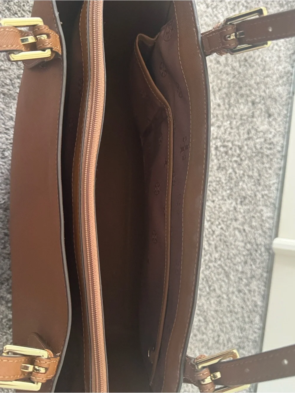 Tory Burch Chestnut Brown Saffiano Leather Tote